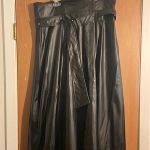 Long Faux Leather Skirt